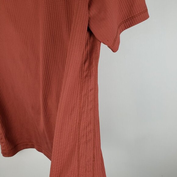 Calia Carrie Underwood Ribbed Short Sleeve T-Shirt  Rust Crew Neck Size Large - Picture 8 of 9